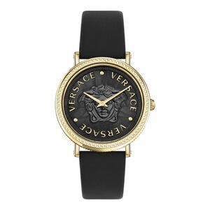 Versace V-Dollar Leather Watch Gold Womens